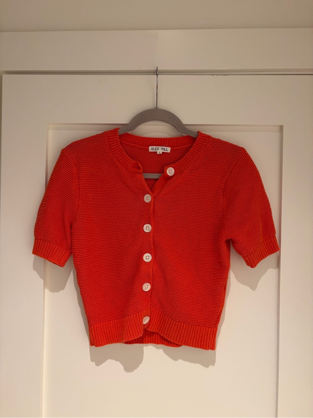 Alex Mill Elle Sweater - Short-Sleeve Button Cardigan - Size S red/orange